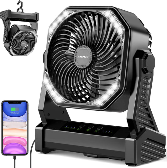 Rechargeable Camping Fan with LED Lantern & Power Bank