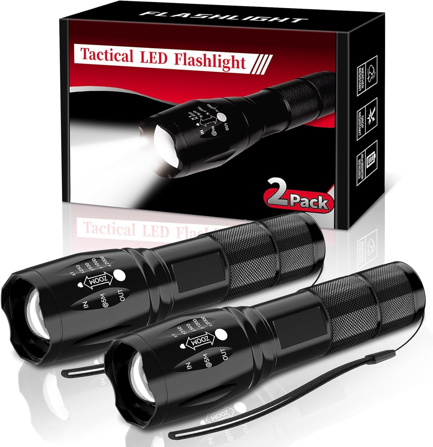 LED Tactical Flashlight 2-Pack