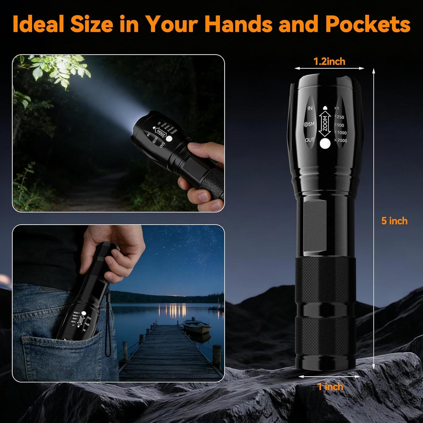 LED Tactical Flashlight 2-Pack