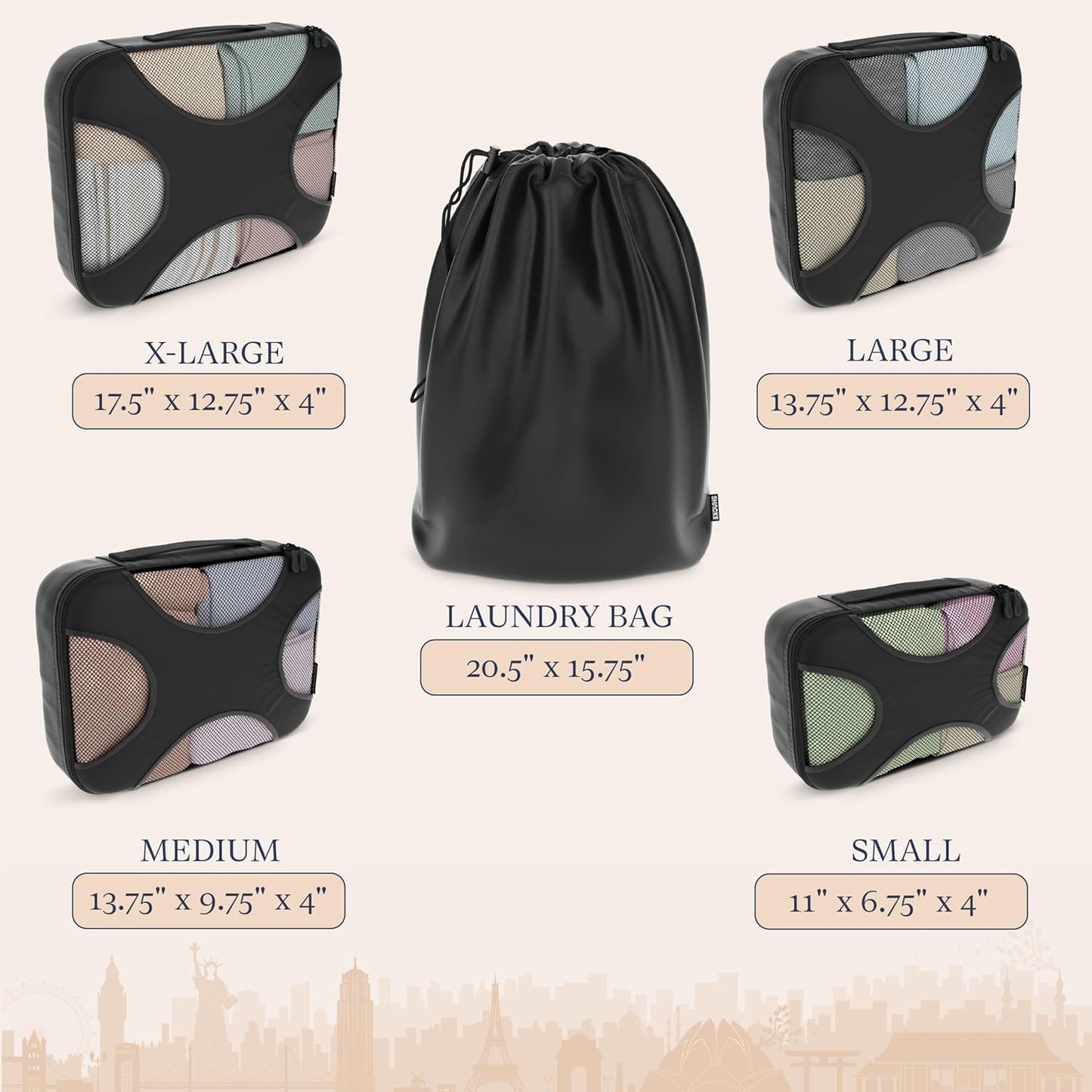 5-Piece Travel Packing Cube Set