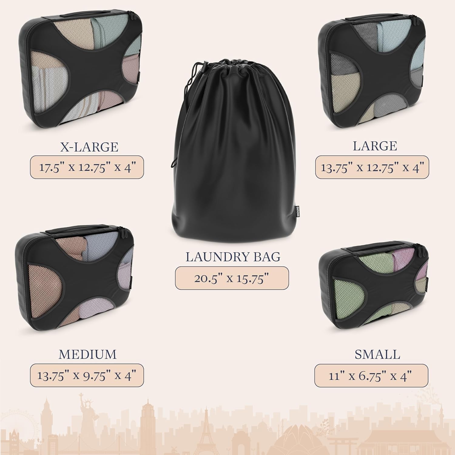 5-Piece Travel Packing Cube Set