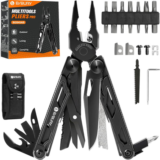 31-in-1 Professional Multitool Pliers with EDC Pocket Knife and Enhanced Scissors | Heavy-Duty Multi-Tool Featuring Replaceable Wire Cutters, Screwdriver, and Saw, Perfect for Survival, Camping, Repairs, and Gifts for Men