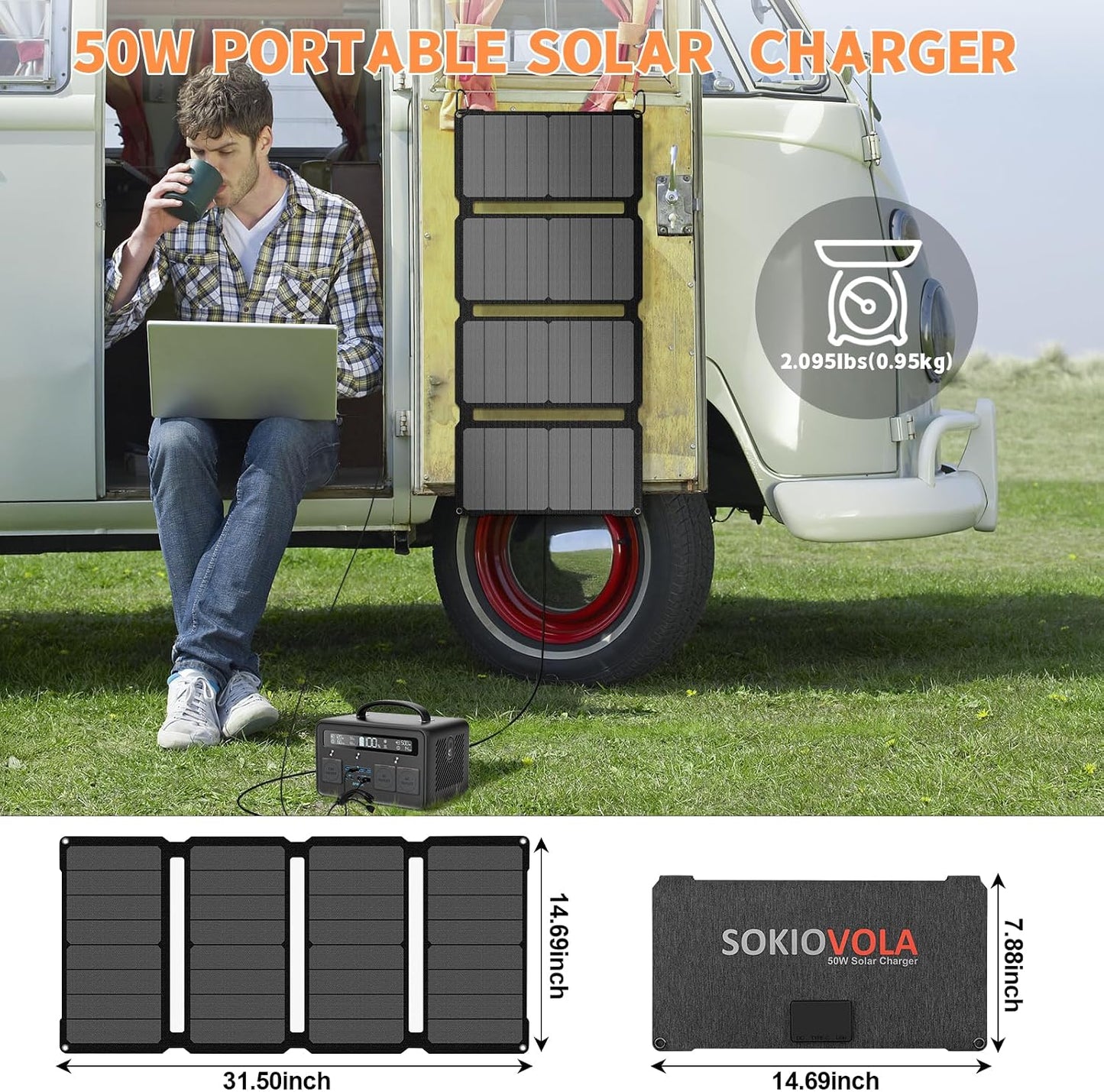 50W Foldable Solar Panel Charger