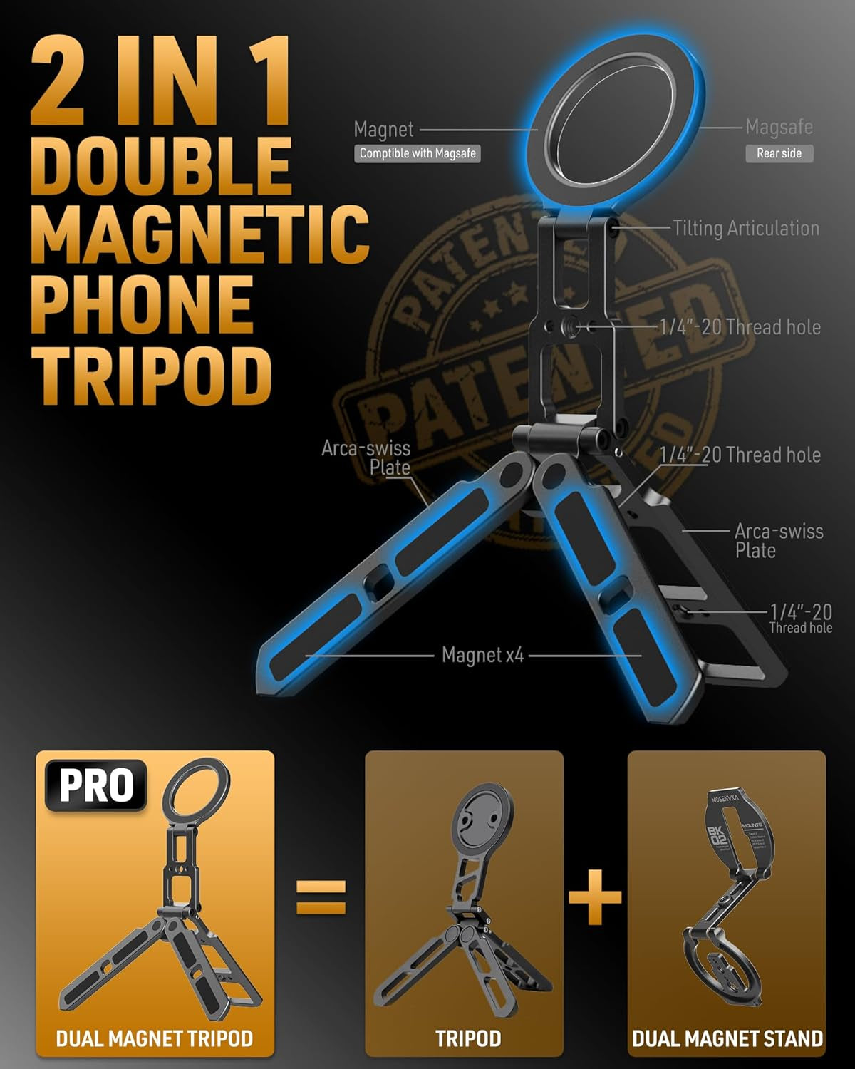 Magnetic Foldable Phone Tripod