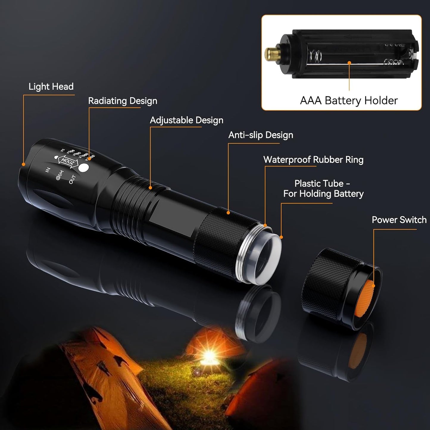 LED Tactical Flashlight 2-Pack