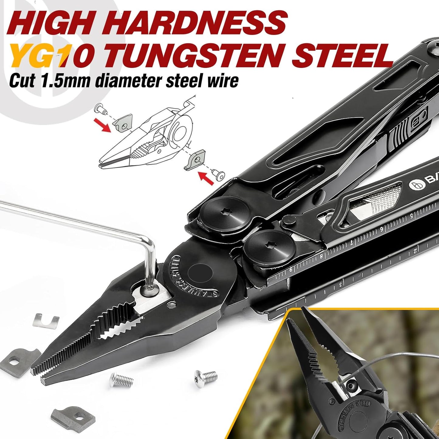 31-in-1 Professional Multitool Pliers with EDC Pocket Knife and Enhanced Scissors | Heavy-Duty Multi-Tool Featuring Replaceable Wire Cutters, Screwdriver, and Saw, Perfect for Survival, Camping, Repairs, and Gifts for Men