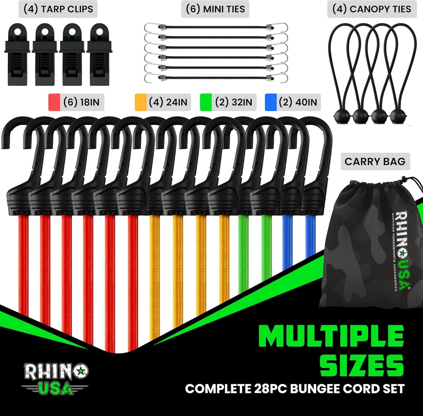Heavy-Duty Bungee Cord Set